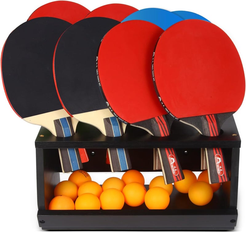 Onemacc Ping Pong Paddle Holder, Ping Pong Paddle Storage Rack Hold 8 Rackets, 2-in-1 Wall Mount & Countertop Table Tennis Holder for Garage, Game Room, Bar and Men Cave - Image 1